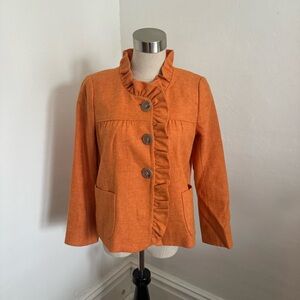 J. Crew Women's Orange Ruffle Jacket